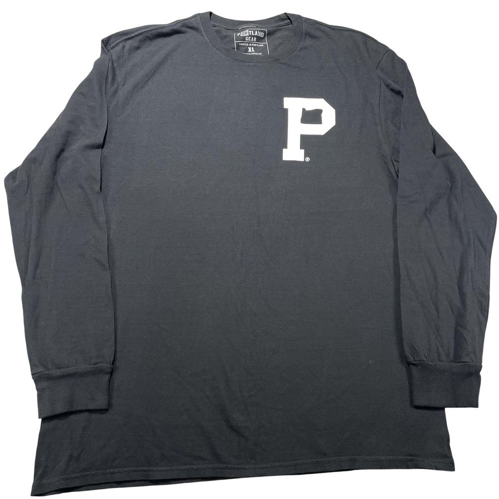 Portland Gear Shirt Mens XL Black Long Sleeve P Logo City Rose Graphic Tee
